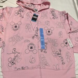 Disney Mickey Mouse Women’s Full Zip Hoodie Embroidered Pink NWT